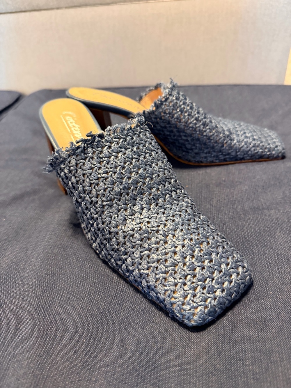 NEW Woven Square-Toe Mule - light blue